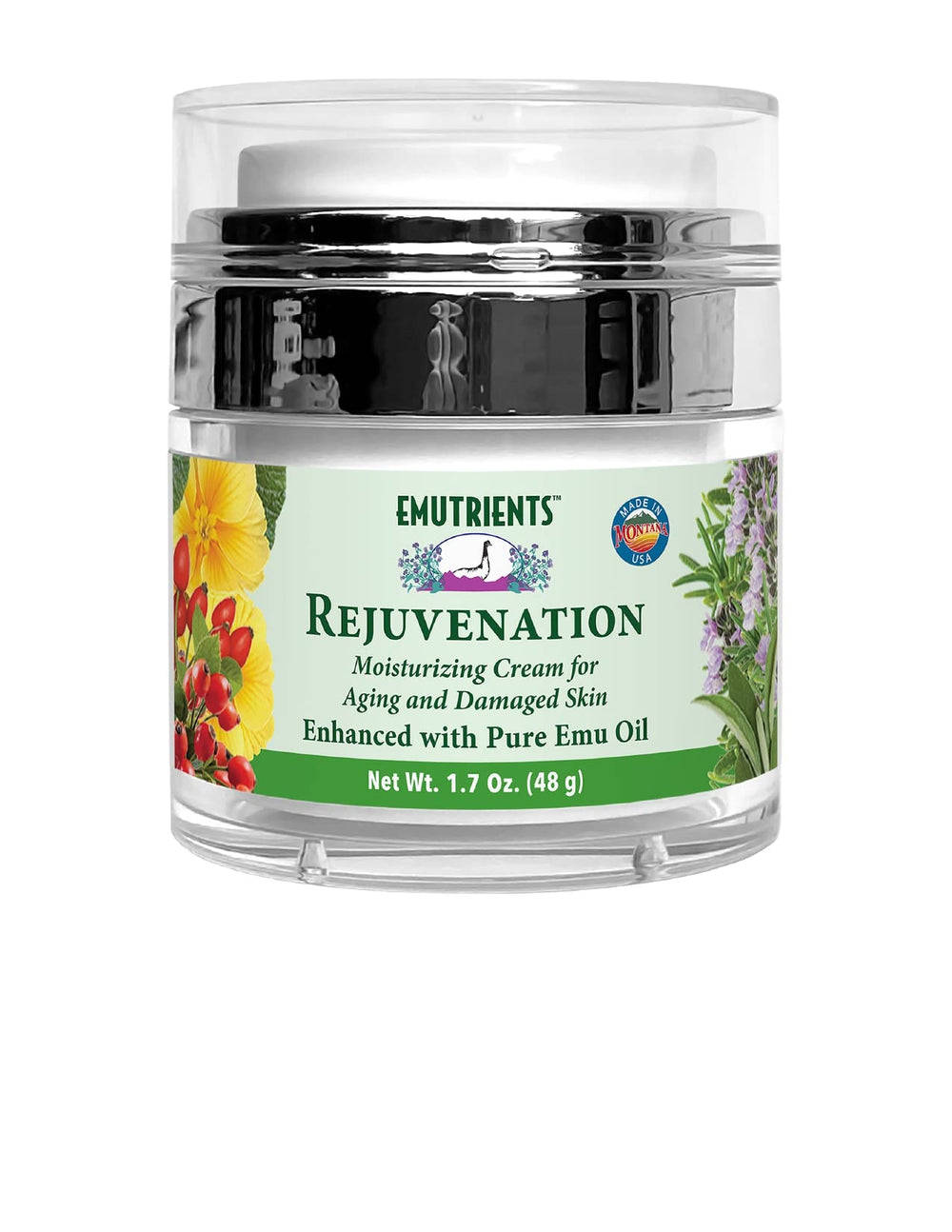 Montana Emu Ranch Rejuvenation Cream bottle with pour for everyday nourishment