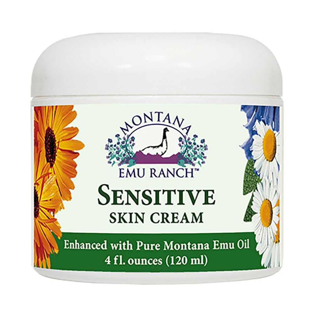 Montana Emu Ranch Sensitive Skin Cream 4 oz bottle for soothing dry skin