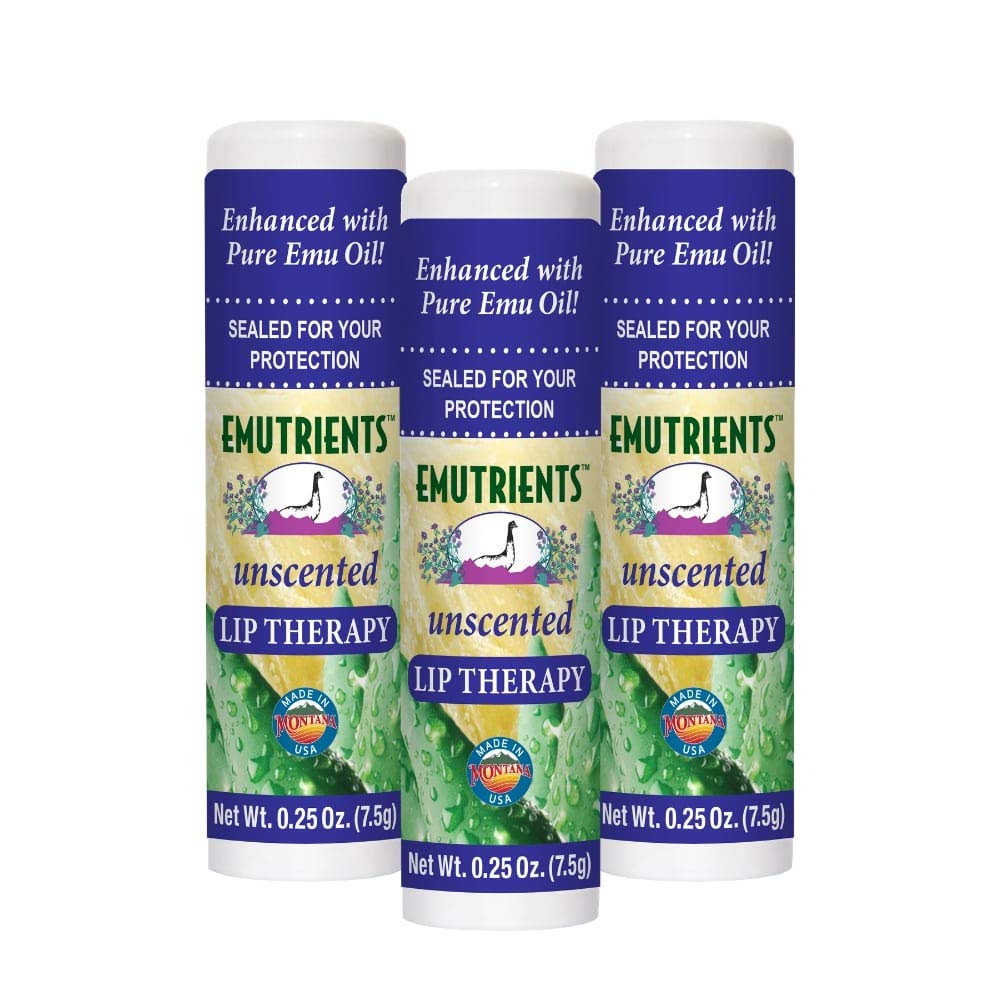 Montana Emu Ranch Lip Therapy balm packshot, unscented and moisturizing