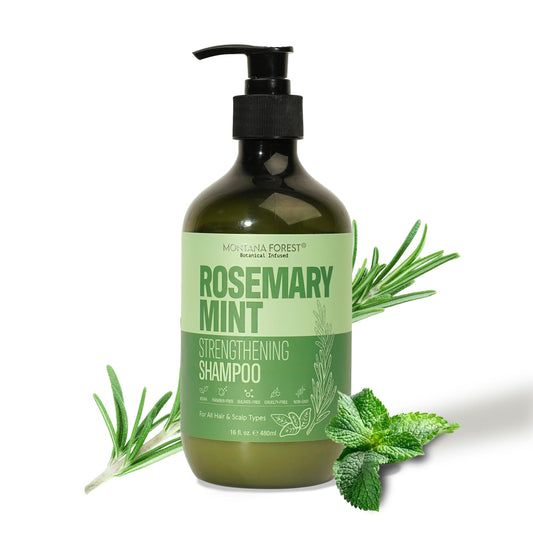 MONTANA FOREST Rosemary Mint Strengthening Shampoo bottle with herbal scent for scalp refreshment