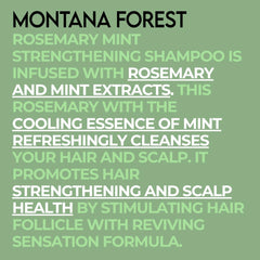 MONTANA FOREST Rosemary Mint Strengthening Shampoo ingredients close-up featuring rosemary and mint for natural care