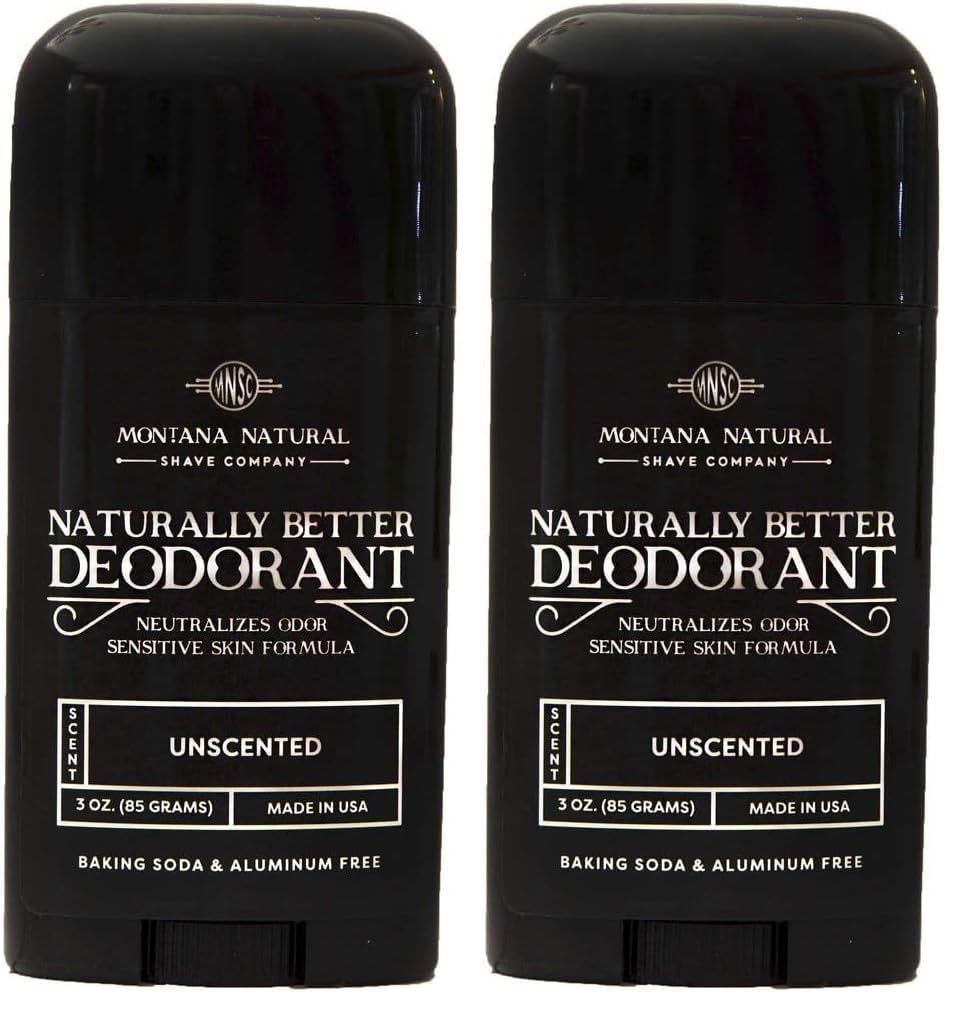 Montana Natural Shave Company MNSC Unscented Deodorant bottle with aluminum-free formula for sensitive skin