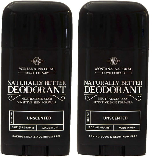 Montana Natural Shave Company MNSC Unscented Deodorant bottle with aluminum-free formula for sensitive skin