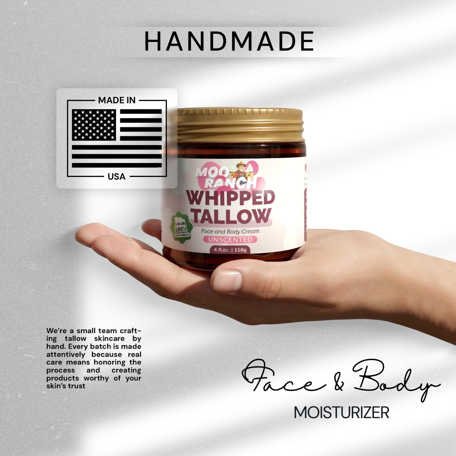 Moo Ranch whipped tallow lips application softens and protects.