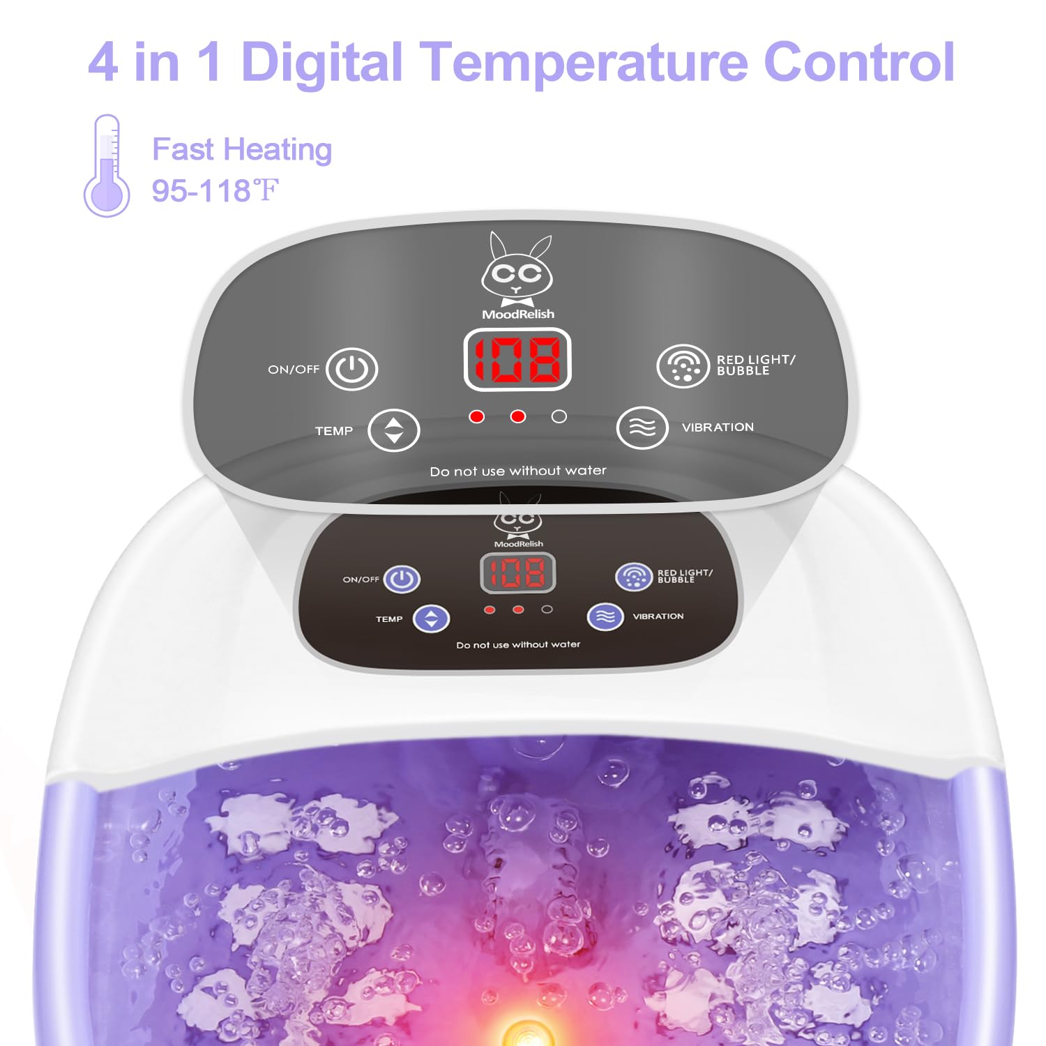 MoodRelish heat and bubble jets provide soothing foot care at home