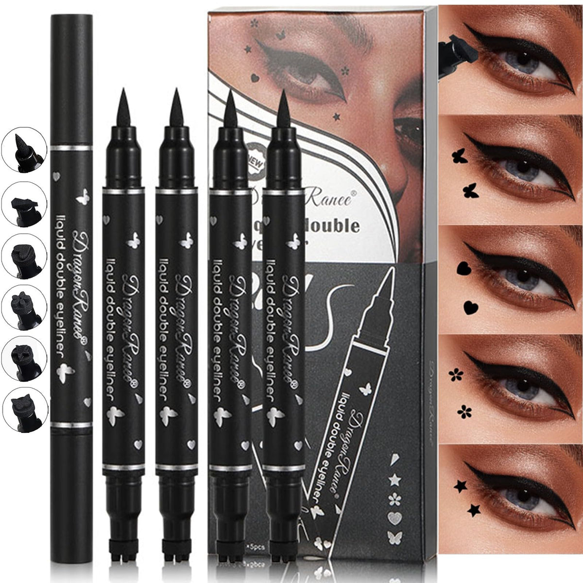 MooGlamor front packaging showing five eyeliners and compact gift box for easy gifting
