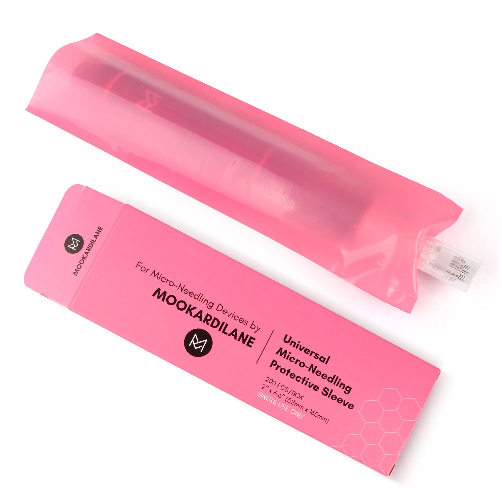 Pink disposable pen sleeves protecting the pen and client during sessions.
