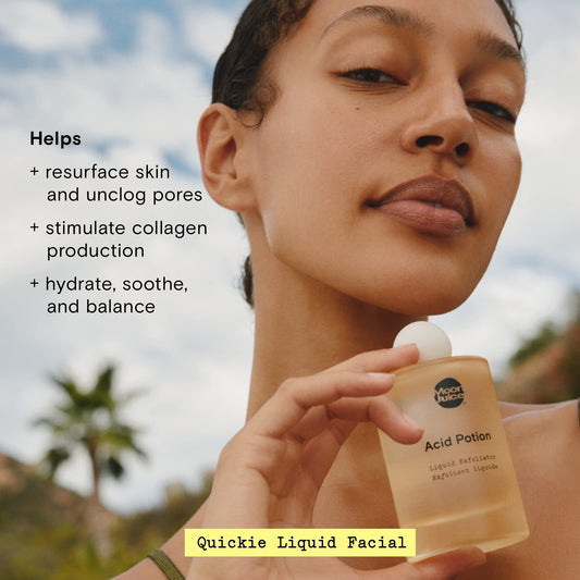 Moon Juice Acid Potion liquid texture demonstrating translucence for gentle daily exfoliation