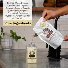 Moon Valley vegan non-GMO ingredients label on refill pouch