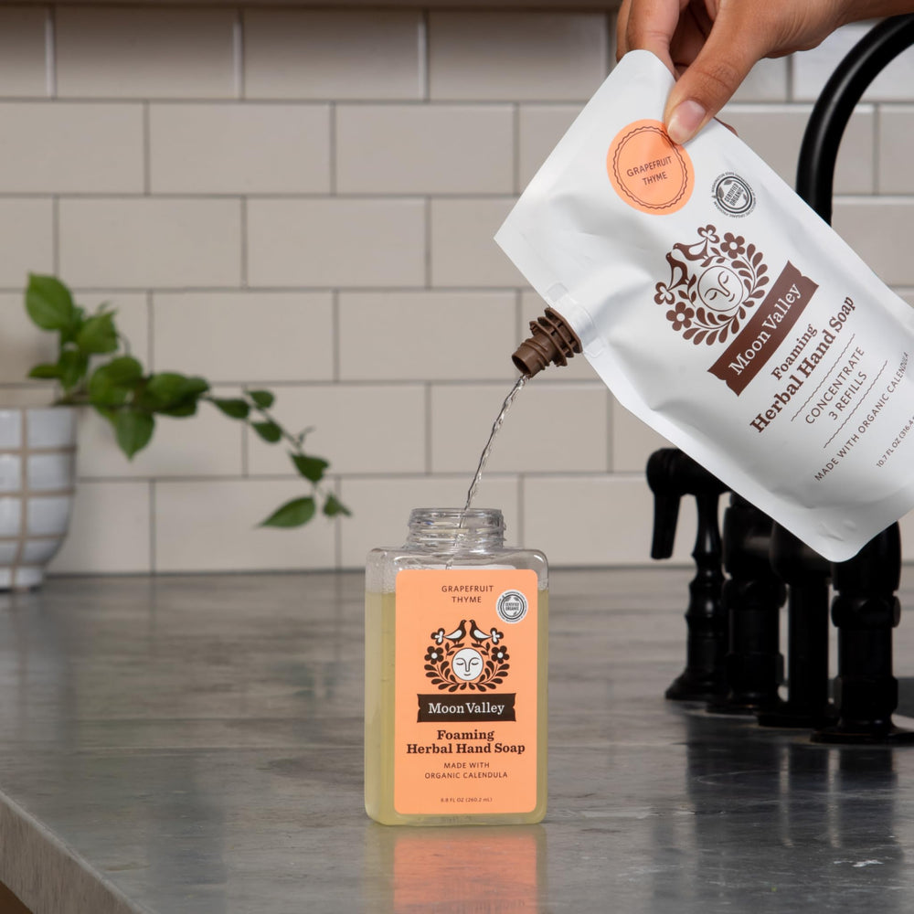 Moon Valley Organics ingredient label shows vegan, non-GMO, gluten-free basics.