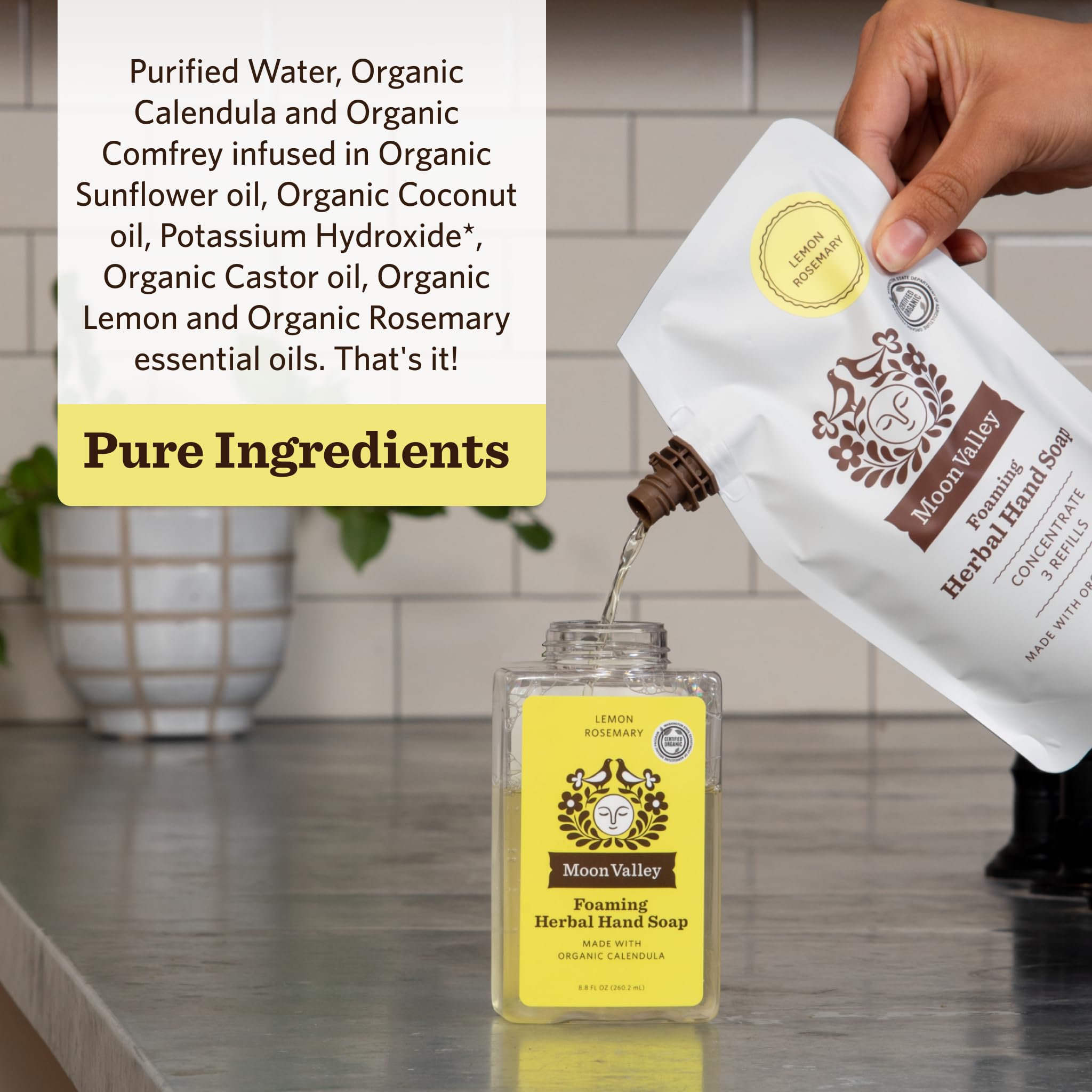 Moon Valley Organics foaming hand soap bottle with pump