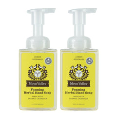 Moon Valley Organics Lemon Rosemary foaming hand soap bottle with natural, refreshing formula for softer hands