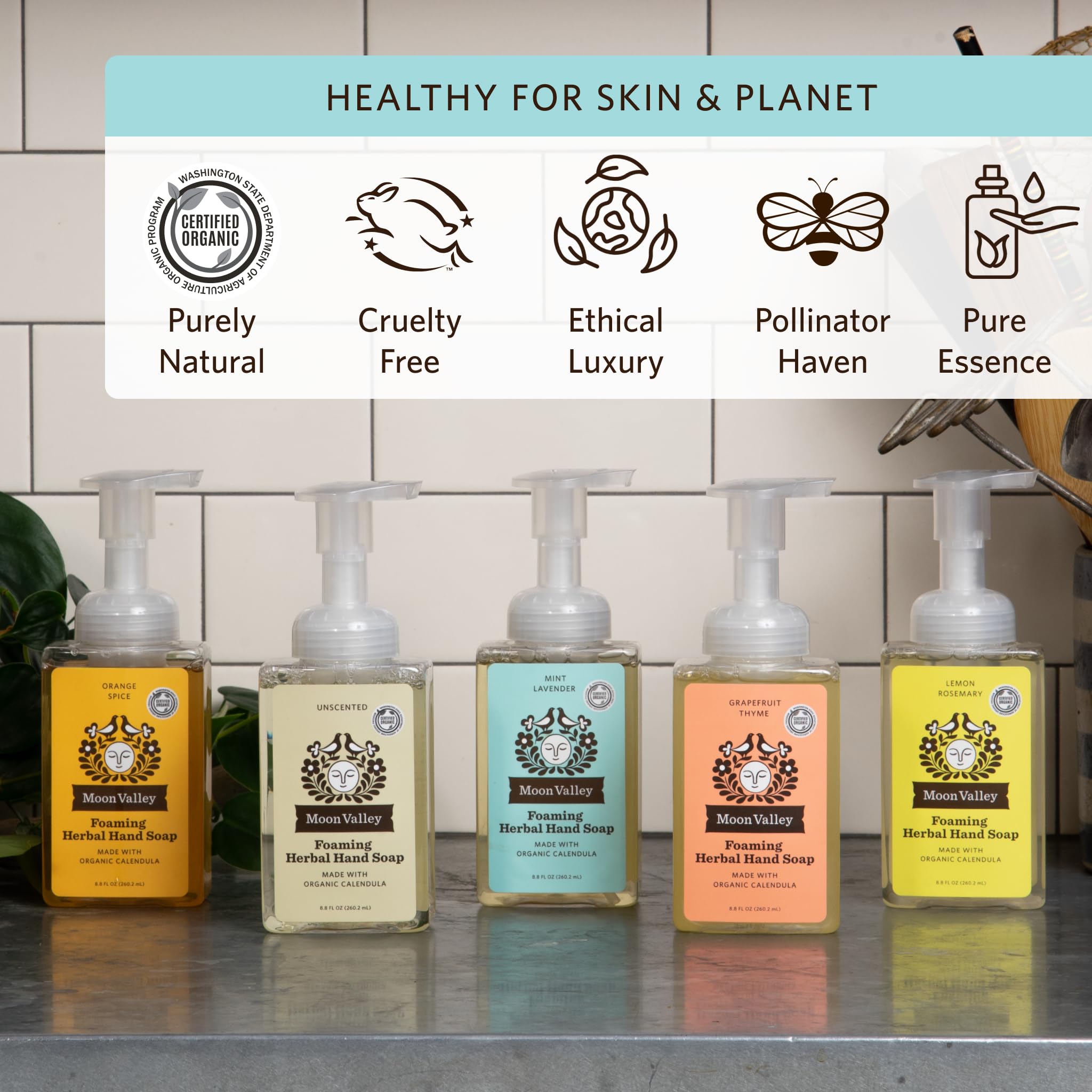 Moon Valley Organics vegan non-GMO gluten-free ingredients, safe for skin
