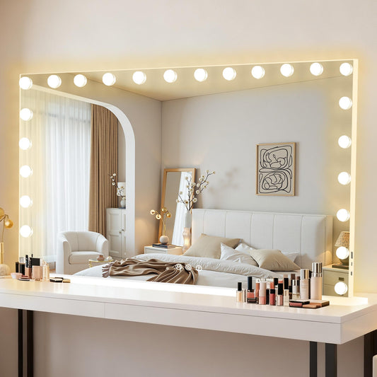 Moonee vanity mirror with lights shows 24 dimmable bulbs for customizable makeup illumination.