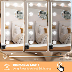 Moonee vanity mirror memory function recalls preferred brightness for quicker setups.