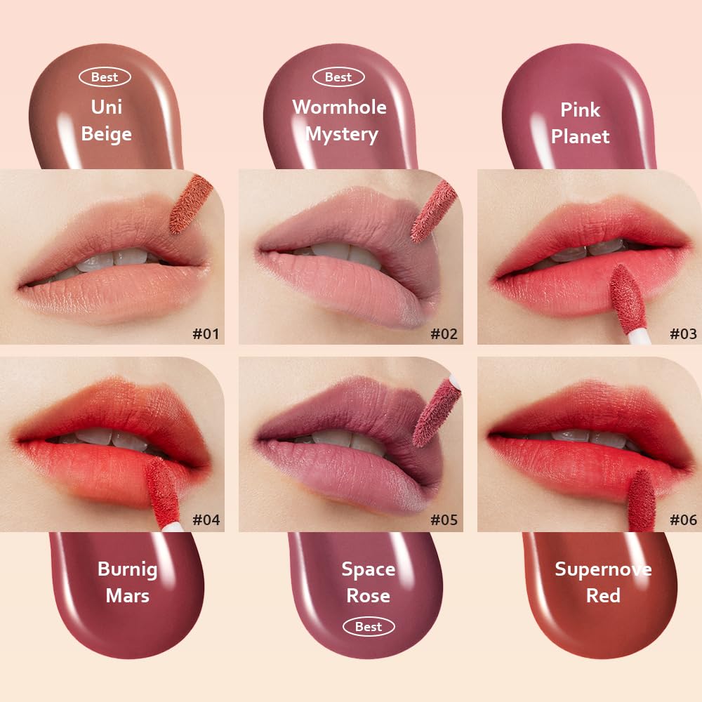 Moonshot Korea Conscious Fit Mellow Lip Stain ingredients list featuring berry seed oils.