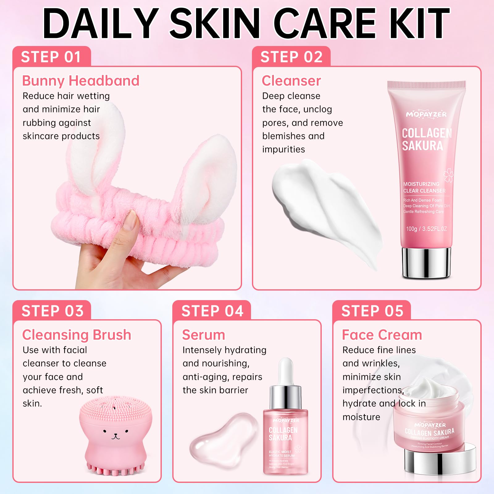 Mopayzer cleansing brush with Sakura set for enhanced cleansing action
