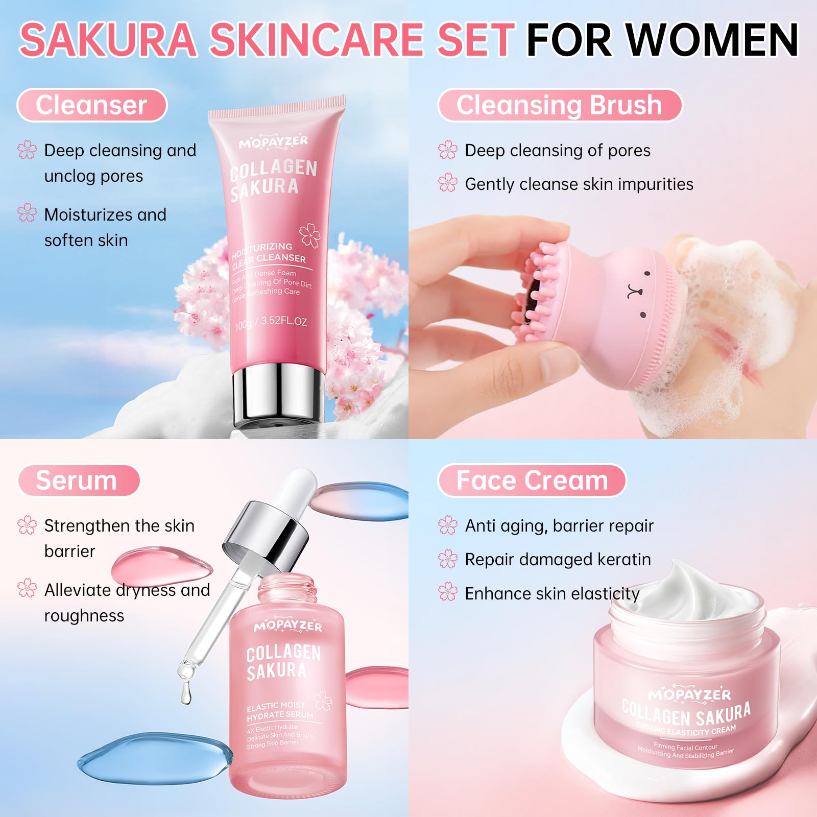 Mopayzer Sakura cream jar offering deep hydration and smoothing for skin