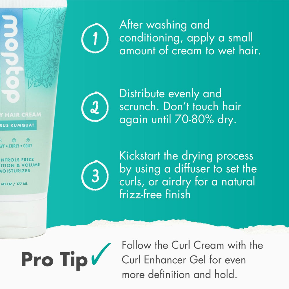 MopTop Curl Cream 6oz air-dry finish for a natural look on curls.