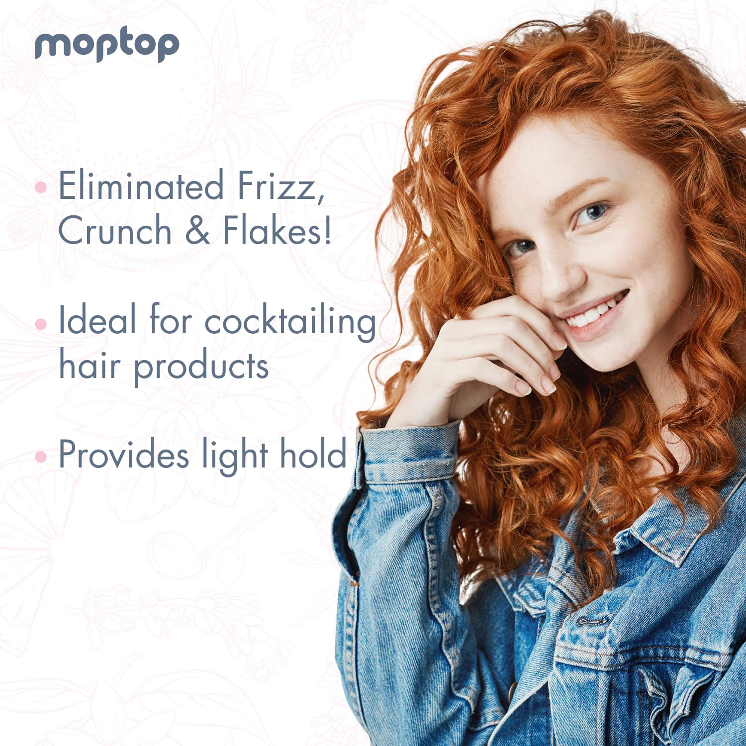 Close-up of silky curls after using the MopTop duo, with defined waves and shine.