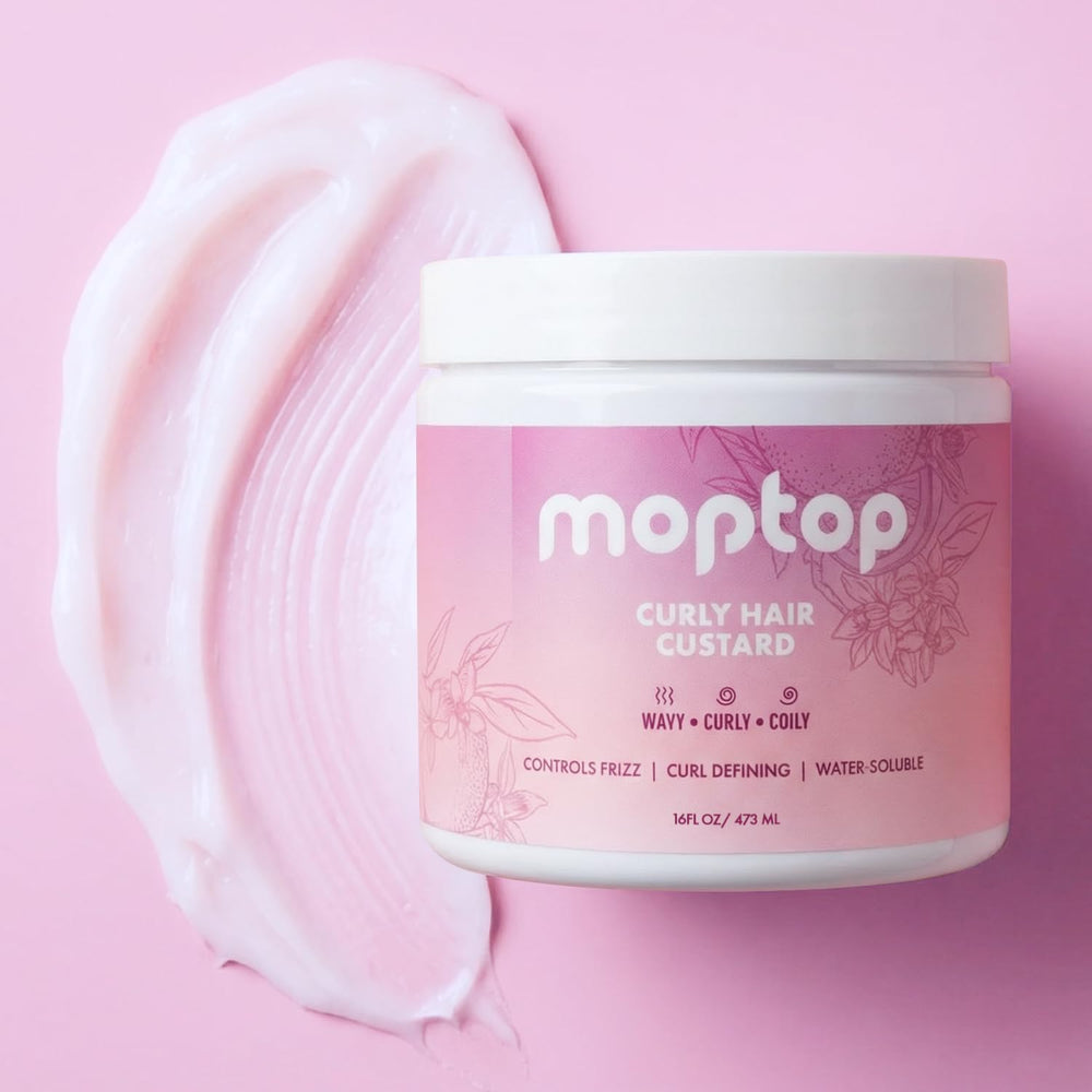 MopTop Curly Hair Gel Custard apply demonstrates even distribution for defined waves.