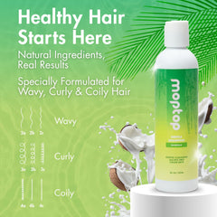 MopTop Gentle Shampoo foamy lather on curly hair for definition
