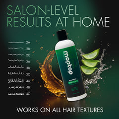 MopTop Salon Gentle Shampoo being applied during a shower routine.