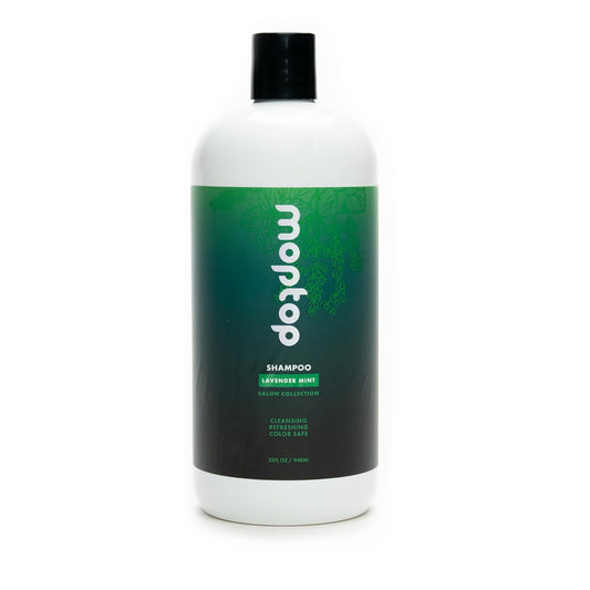 MopTop Salon Gentle Shampoo bottle showing sulfate-free cleansing.