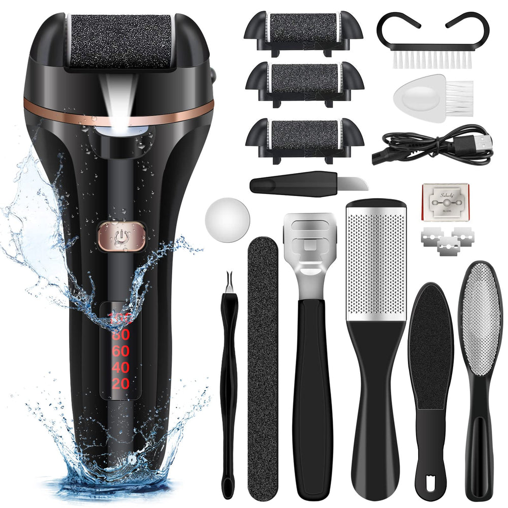 MOREVAC electric foot file with rechargeable battery for cordless pedicure on the go