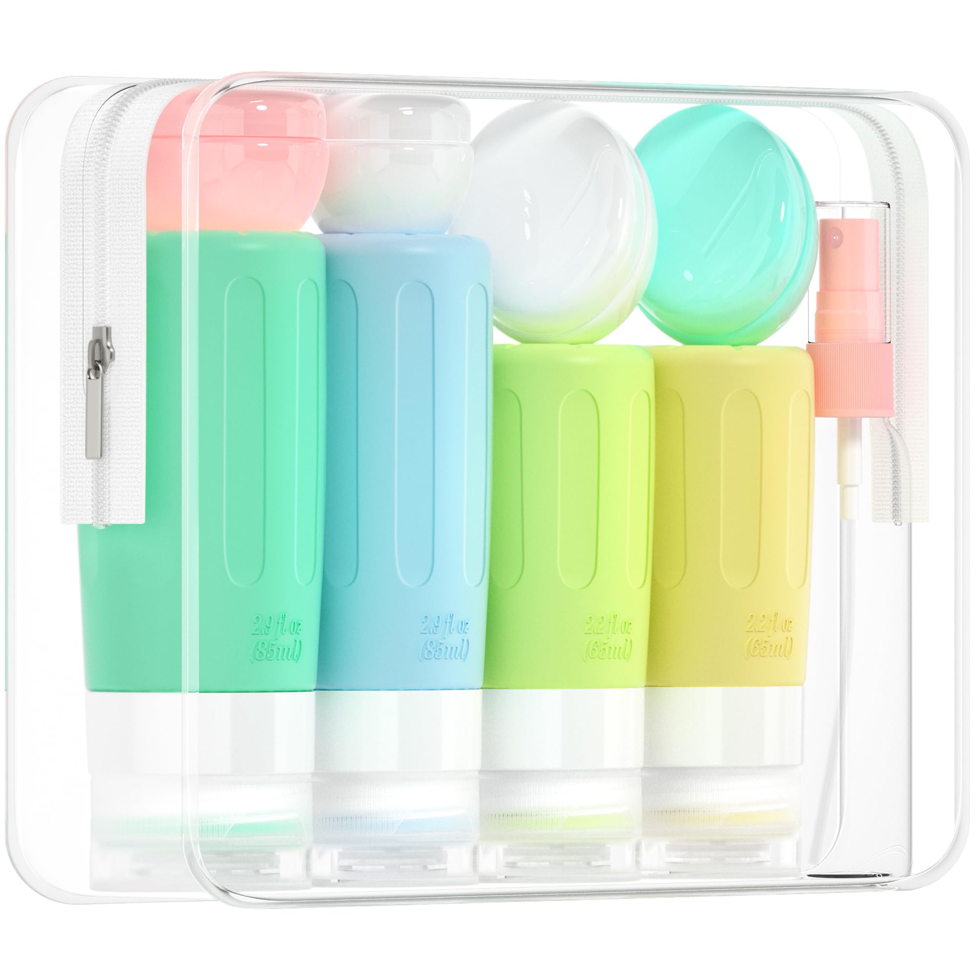 Morfone 16-pack travel bottles case view showing organized TSA-friendly containers