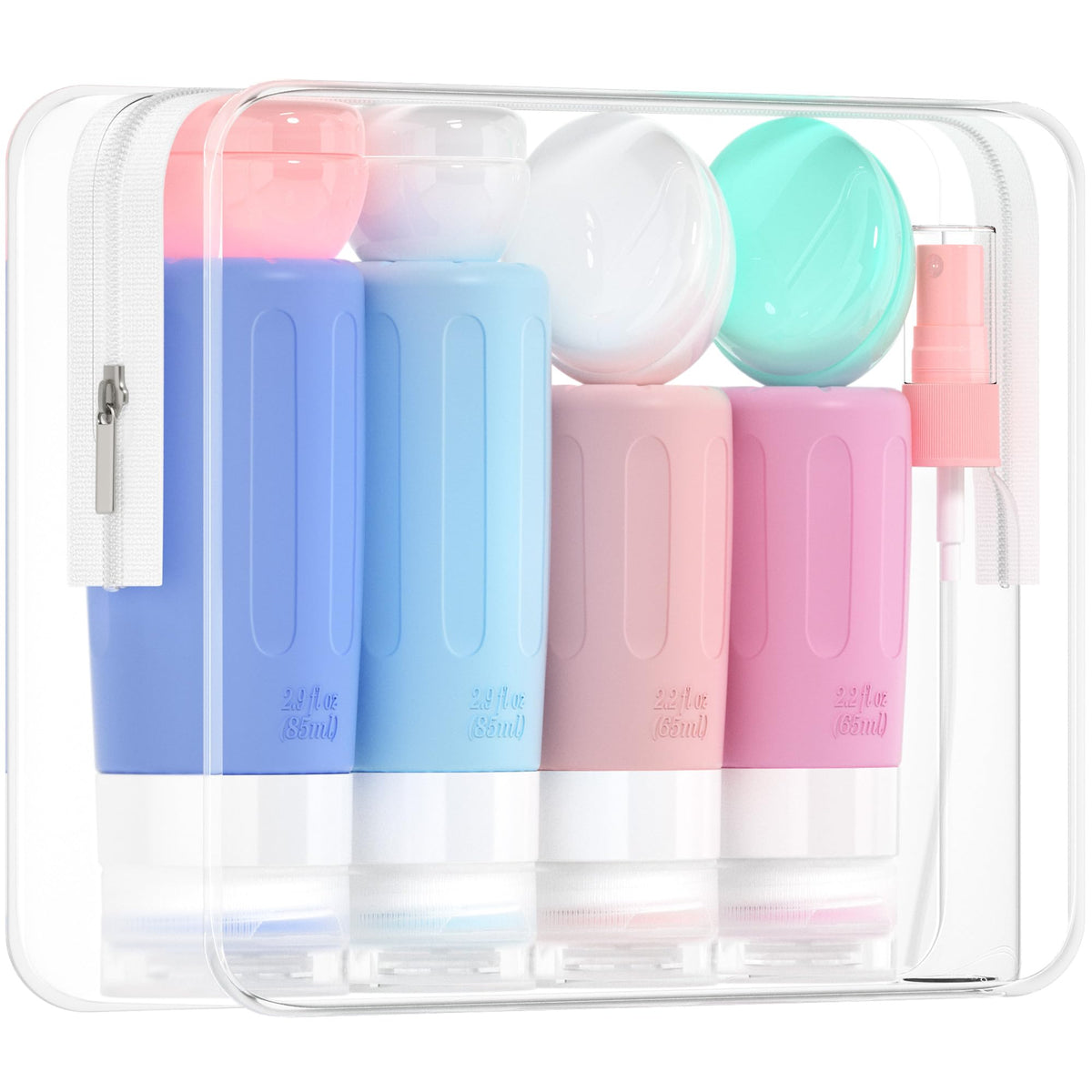 Morfone travel bottles set with zip-case for organized packing on the go.