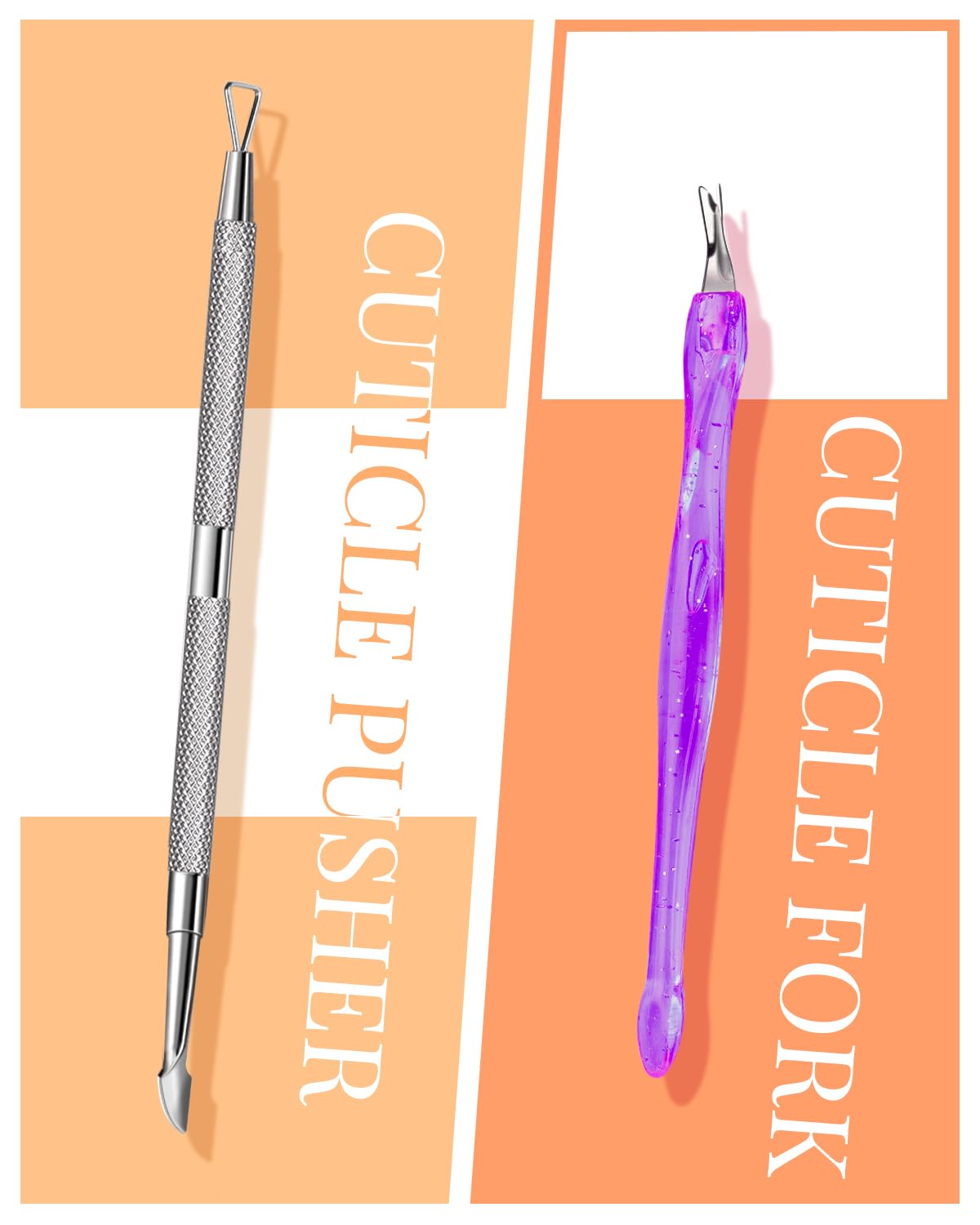 MORGLES files and cuticle forks prep nails for smooth application.
