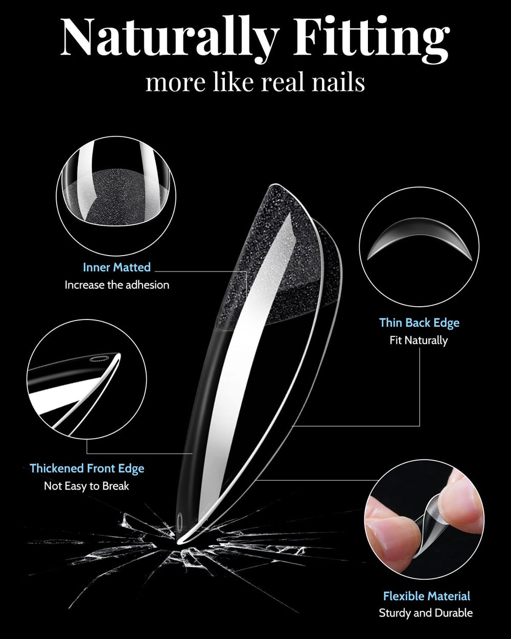 MORGLES short almond nail tips kit for versatile, natural-looking manicures.