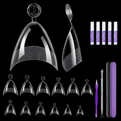 MORGLES short almond nail tips with handle for quick DIY size selection.