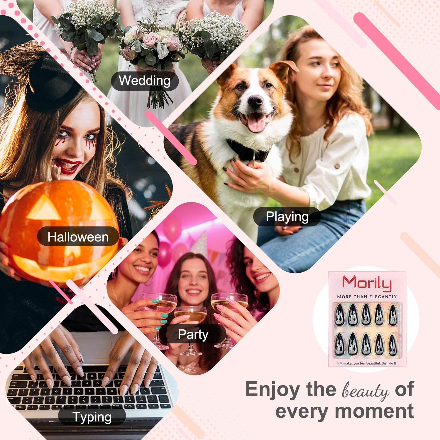 Morily beginner-friendly nails in 12 sizes for a secure fit.