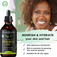 Moringa Oil on skin application demonstrating hydration and radiant glow