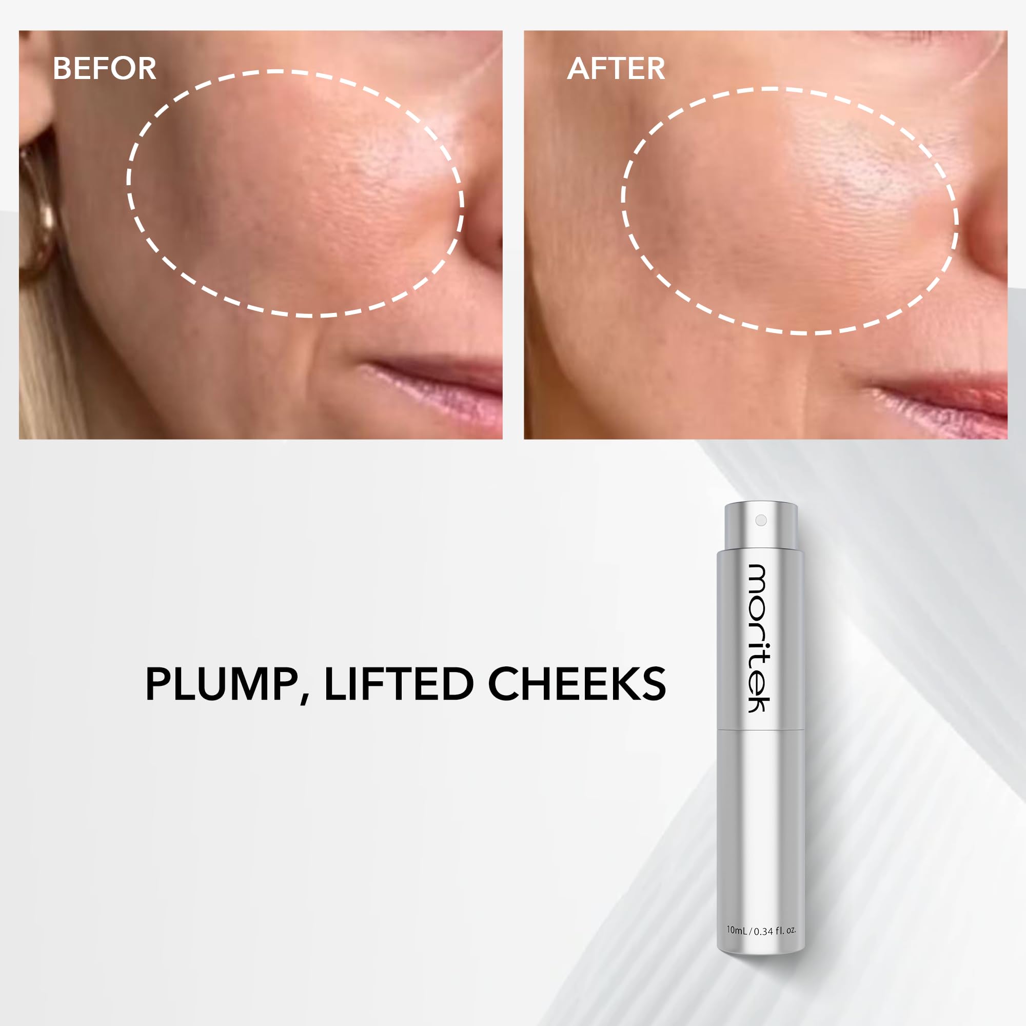 MORITEK over makeup use demonstrating refreshing mist without removing makeup