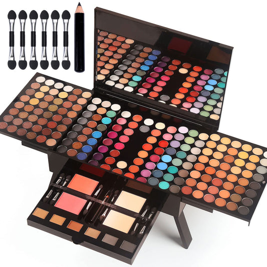 MORNECA makeup sets palette with 190 colors and built-in mirror for versatile everyday looks.