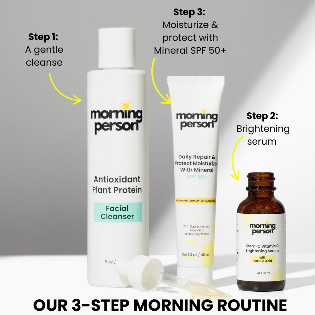 Morning Person hydrated, glowing skin after daily use.