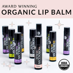 Moroccan Magic lavender vanilla balm soothes with calming scent before bed.