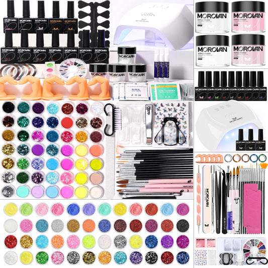 Morovan acrylic nail kit for beginners setup enables easy home manicures.