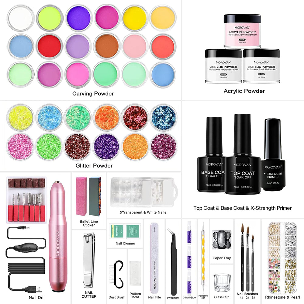 Morovan 3-color acrylic powder set for versatile looks