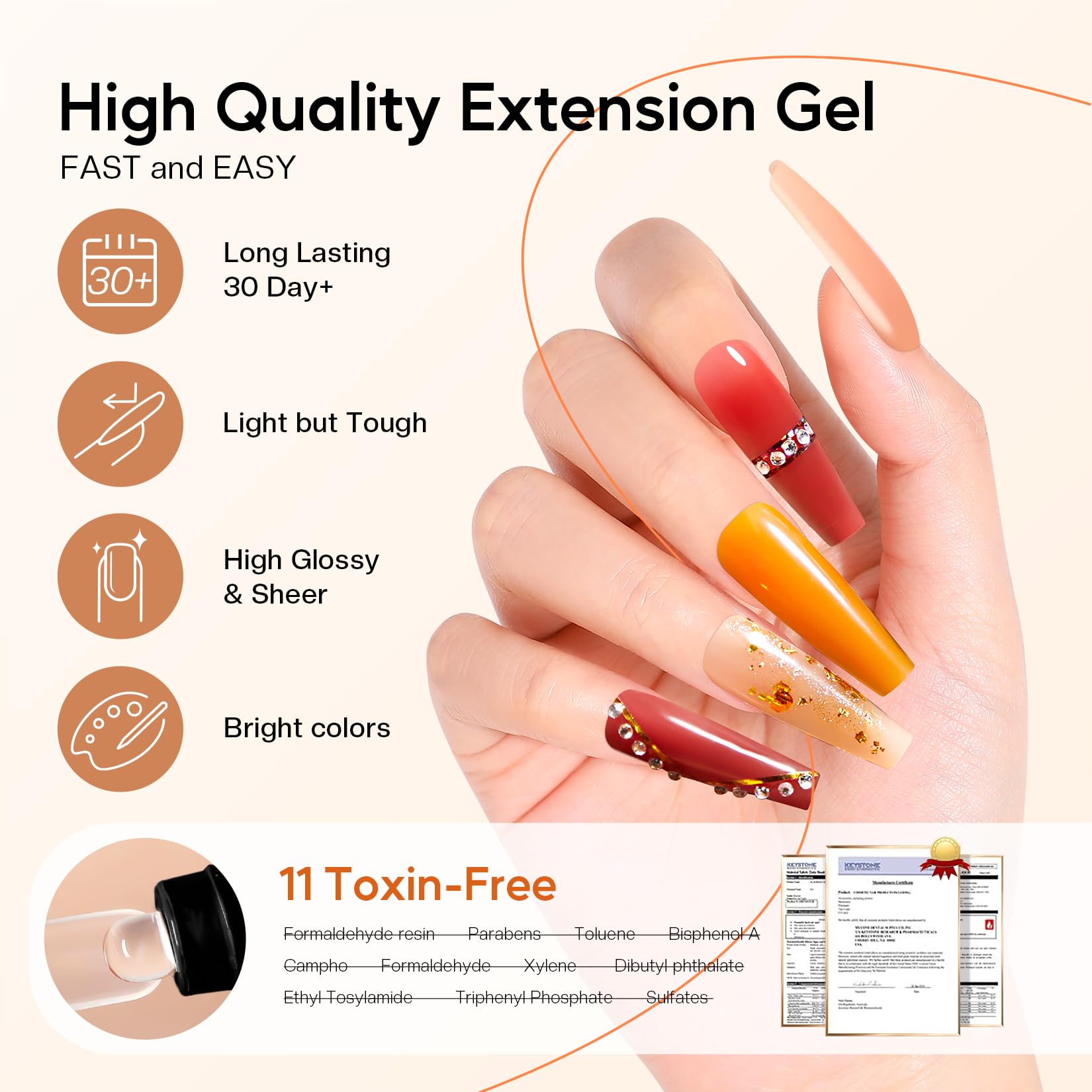 Morovan builder gel provides a sturdy structure with a smooth glide.