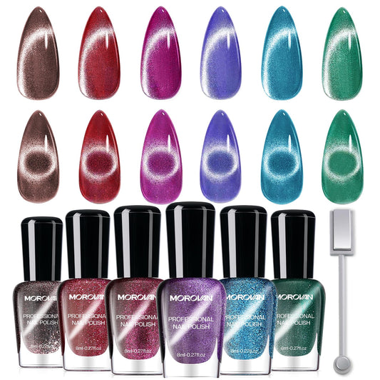 Morovan cat eye nail polish kit with magnetic design for effortless patterns