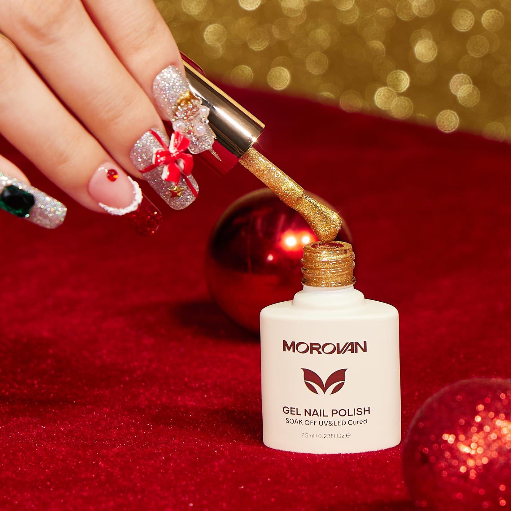 Morovan Christmas gel nail polish brush applicator for precise at-home manicures.