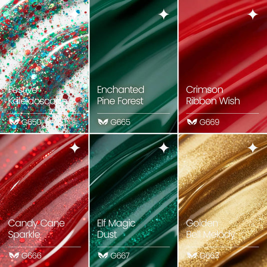 Morovan Christmas gel nail polish red swatch for classic holiday manicure.