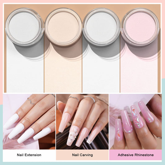 Morovan clear acrylic powder demonstrates a smooth, self-leveling application without a lamp.