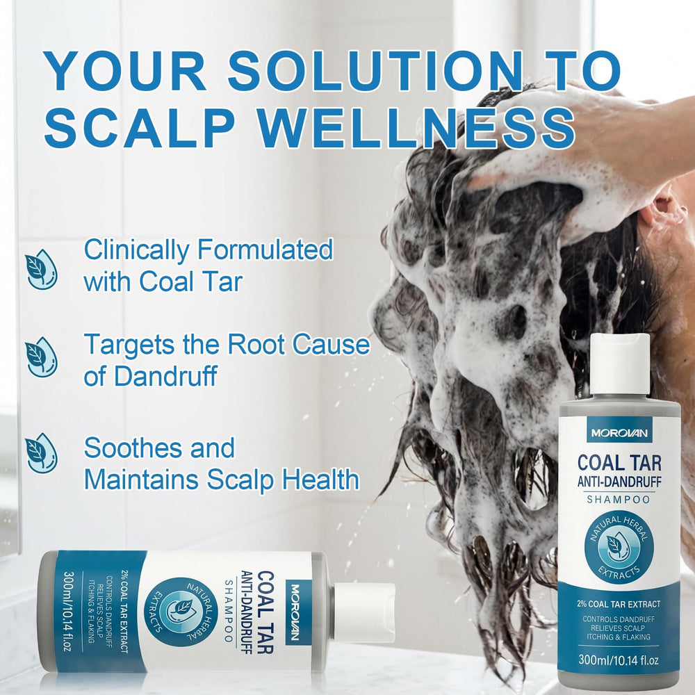 Morovan after-use shot hints healthier-looking scalp and reduced flakes.