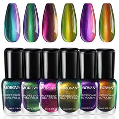 Morovan fingernail polish set with holographic ombre shimmer, perfect for day-to-night looks.