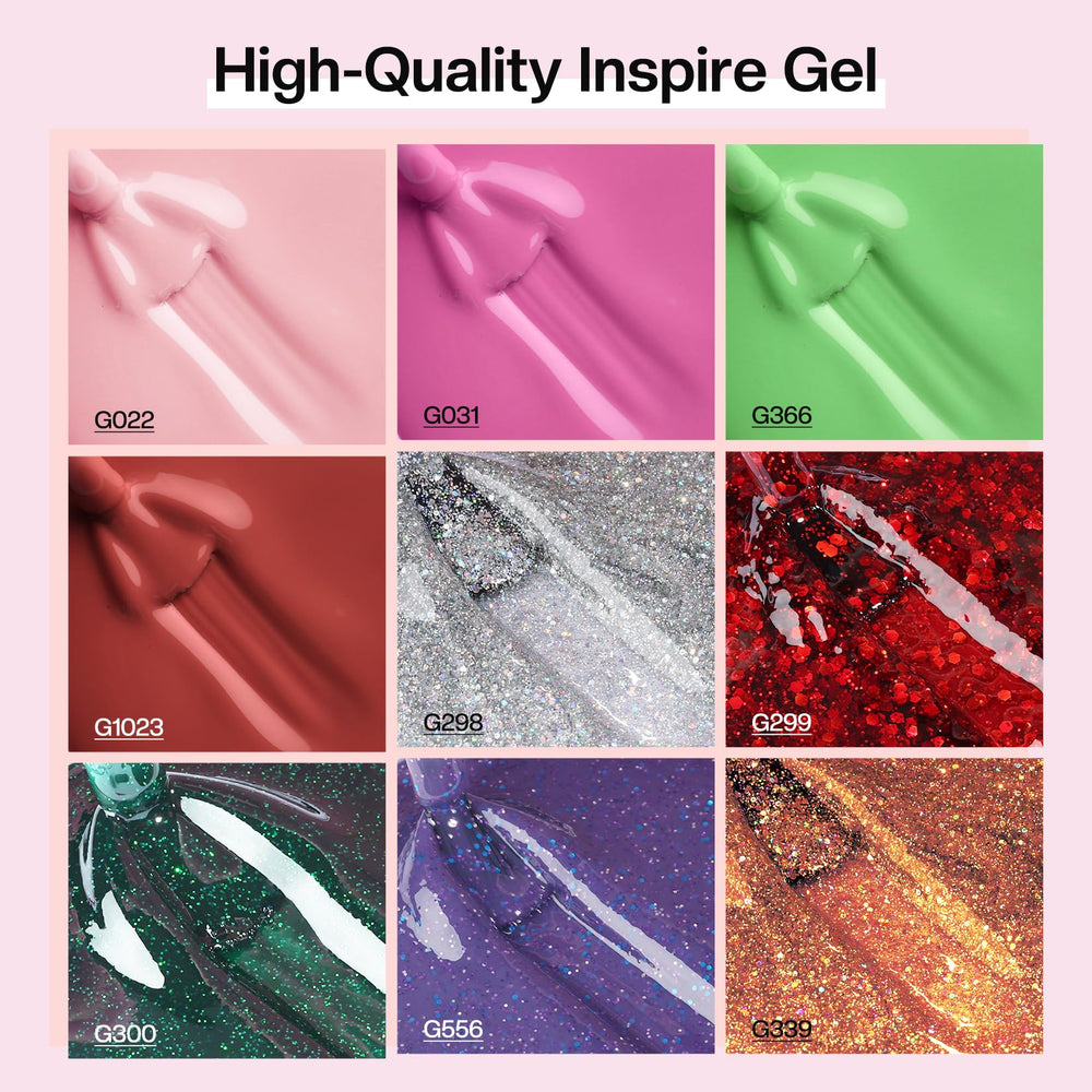 Morovan glitter gel and nail polish collection enables shimmering designs.